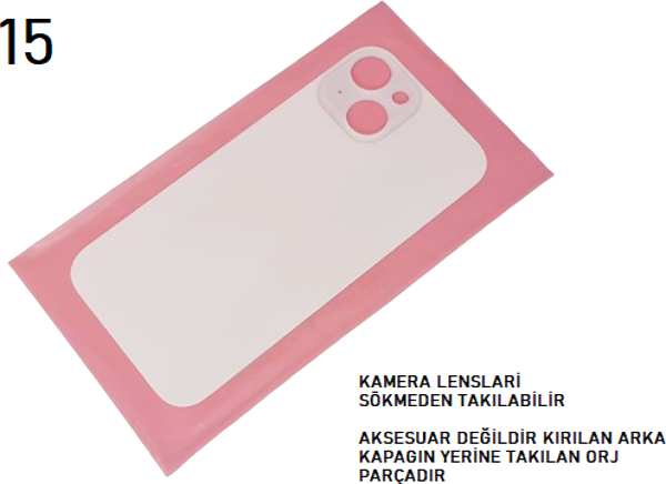 iPhone 15 Arka Pil Batarya Kapağı (CAM) BEMBE - Image 1