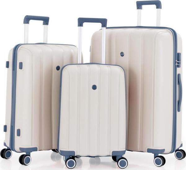 MÇS 3lü Set Kırılmaz Silikon Seyahat Valizi Bavulu V305 Kemik Sky Blue - Image 1