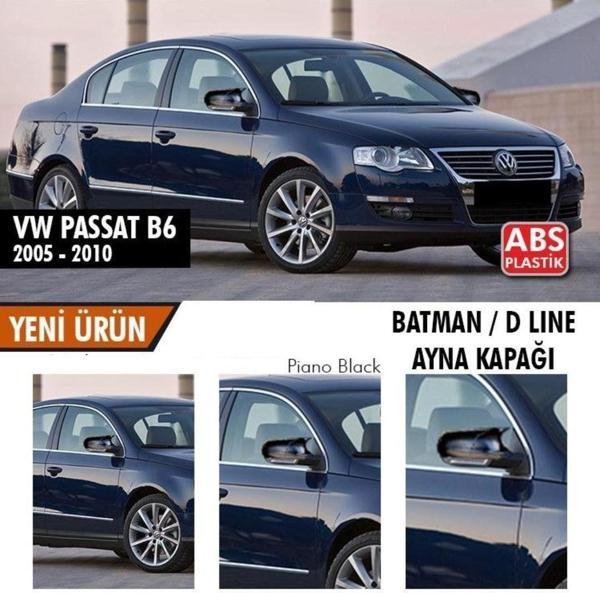 Volkswagen Passat Uyumlu B6 (2005-2010) Batman Yarasa Ayna Kapağı (Parlak Siyah) - Image 1