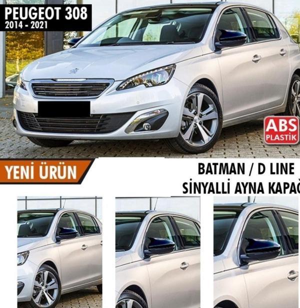 Peugeot 308 Uyumlu (2014-2021) Batman Yarasa Ayna Kapağı (Piano Black) - Image 1