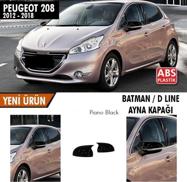 Peugeot 208 Uyumlu (2012-2018) Batman Yarasa Ayna Kapağı (Piano Black) - Image 1