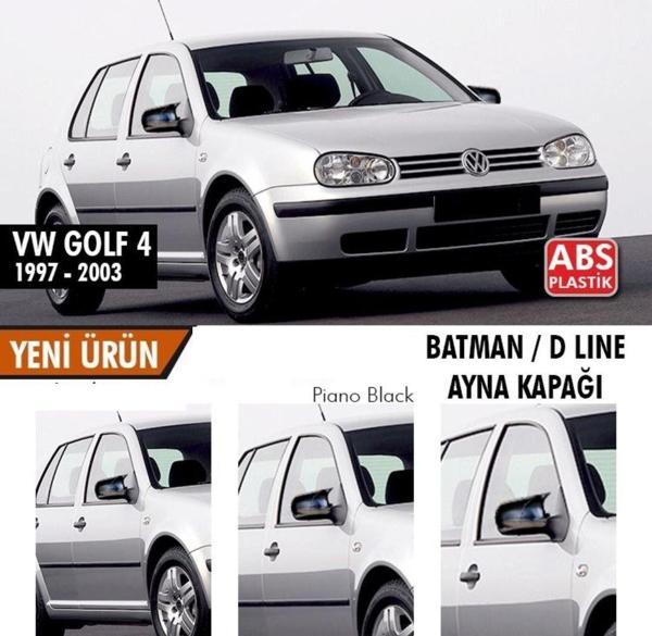 Volkswagen Golf Uyumlu 4 (1997-2004) Batman Yarasa Ayna Kapağı (Parlak Siyah) - Image 1