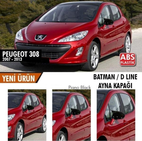 Peugeot 308 Uyumlu (2007-2013) Batman Yarasa Ayna Kapağı (Piano Black) - Image 1