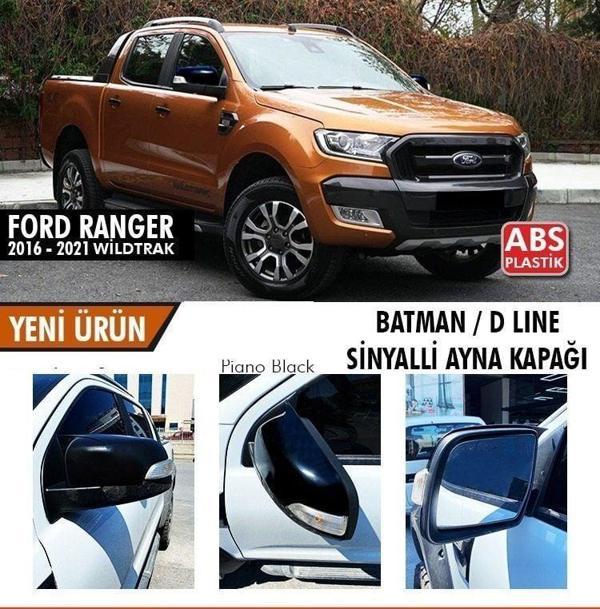 Ford Ranger Uyumlu T6 Batman Yarasa Ayna Kapağı Sinyalli Piano Black / 2016-2021 - Image 1