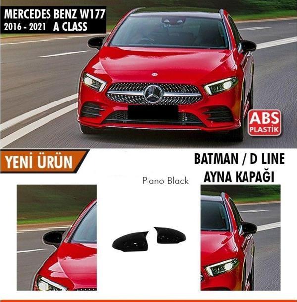 Mercedes A Uyumlu Serisi W177 (2018-2022) Batman Yarasa Ayna Kapağı (Piano Black) - Image 1