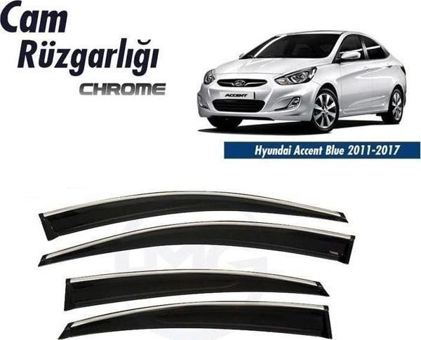 Hyundai Accent Uyumlu Blue 2011 - 2017 Cam Rüzgarlığı Kromlu Sunplex - Image 1