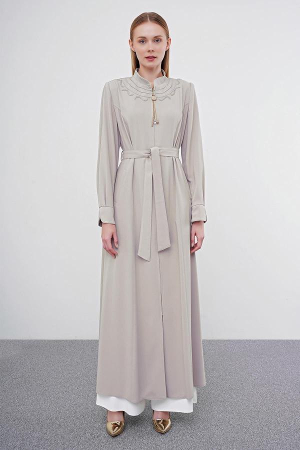 Dik Yaka Kuşaklı Taş Pardesü 13507 - Image 1