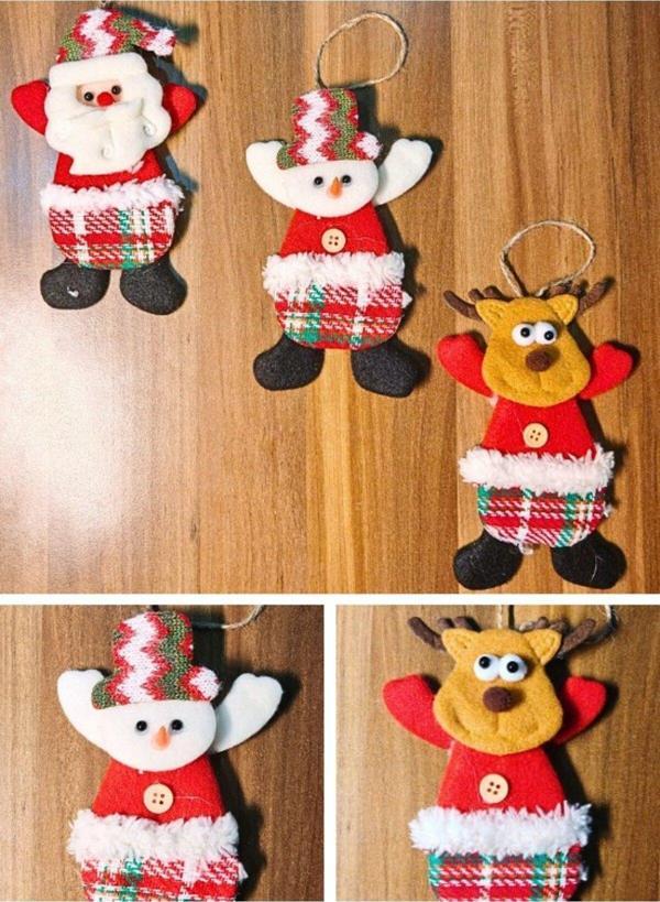 Peluş Aksesuar Çam Ağacı Süsü 3 Adet Tekstil Örme Orta Boy 17  x 11 CM Yılbaşı Çam Ağacı Süsü Peluş - Image 1