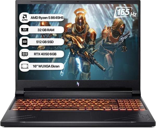 Acer Nitro V16 NH.QRVEY.004-32 R5 8645HS 32GB 512GB SSD RTX4050-6GB Freedos 165Hz 16'' Taşınabilir Bilgisayar - Image 1