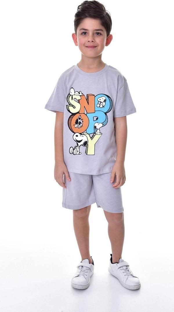 Snoopy Baskılı 2'li Şort - T-shirt Çocuk Takım - Image 1