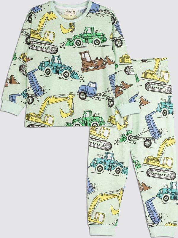 Ekskavatör Desenli %100 Pamuk Erkek Çocuk Pijama Takımı - Image 1