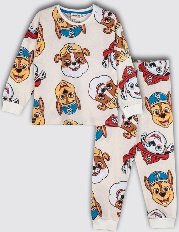 Mutlu Paw Patrol Desenli %100 Pamuk Çocuk Pijama Takımı - Image 1