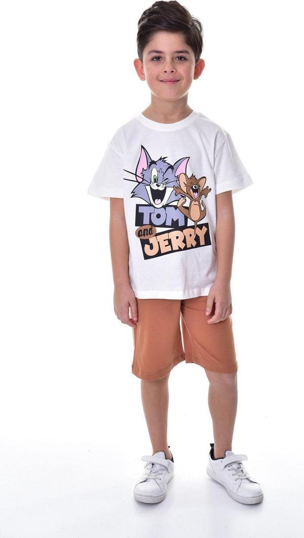 Tom & Jerry Baskılı 2'li Şort - T-Shirt Çocuk Takım - Image 1