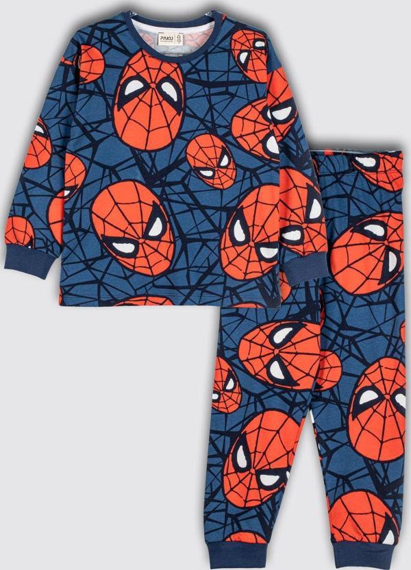 Süper Kahraman Örümcek Adam Desenli %100 Pamuk Erkek Çocuk Pijama Takımı - Image 1