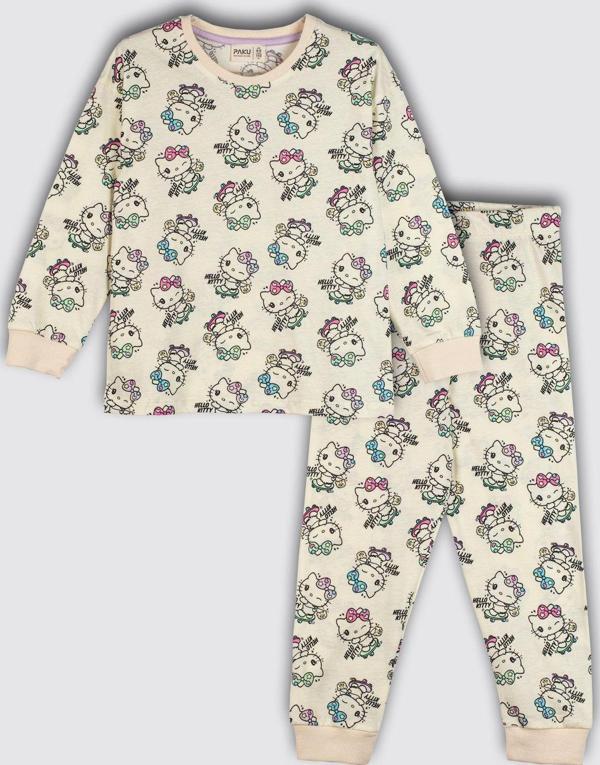 Hello Kitty Desenli %100 Pamuk Kız Çocuk Pijama Takımı - Image 1