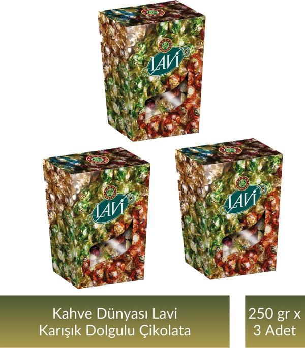 Kahve Dünyası Lavi Karışık Dolgulu Çikolata 250 gr x 3 Adet - Image 1