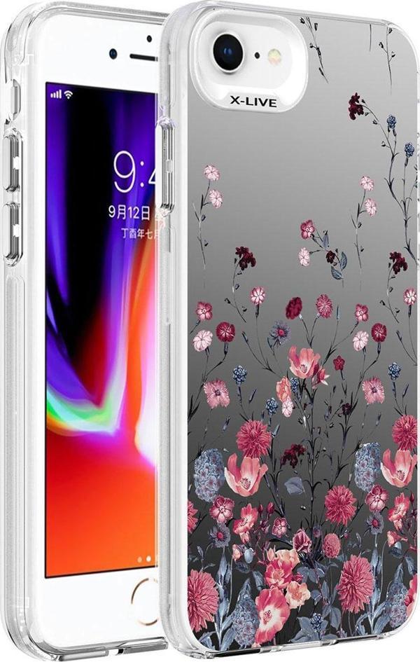 Yuem Apple iPhone SE 2020 Kılıf Desenli  Silver Sert Kapak - Image 1