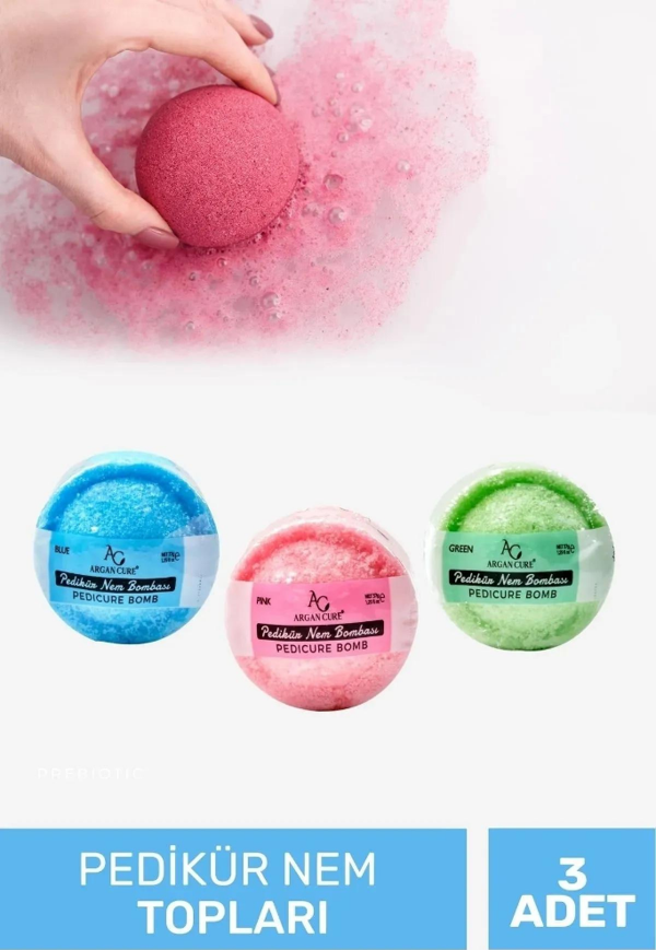 Argan Cure 3 Adet 37g Köpüren Banyo Küvet Bombası / Nem Bombası / Manikür Pedikür Bombası - Image 1