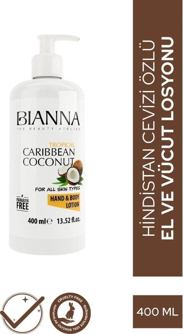 Bianna Paraben İçermeyen El ve Vücut Losyonu 400 Ml Hindistan Cevizi Özü - Image 1