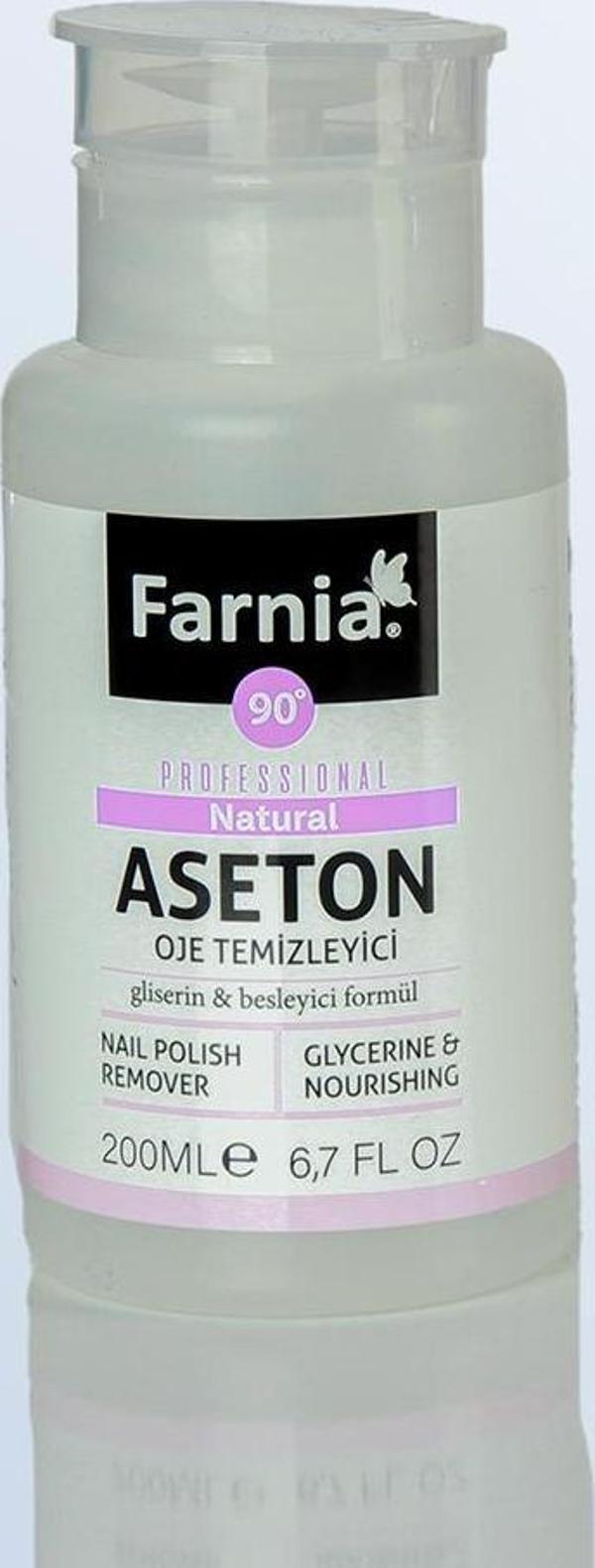 Farnia Profesyonel Oje Temizleyici Aseton Naturel Pompalı 200 Ml 90 Derece - Image 1