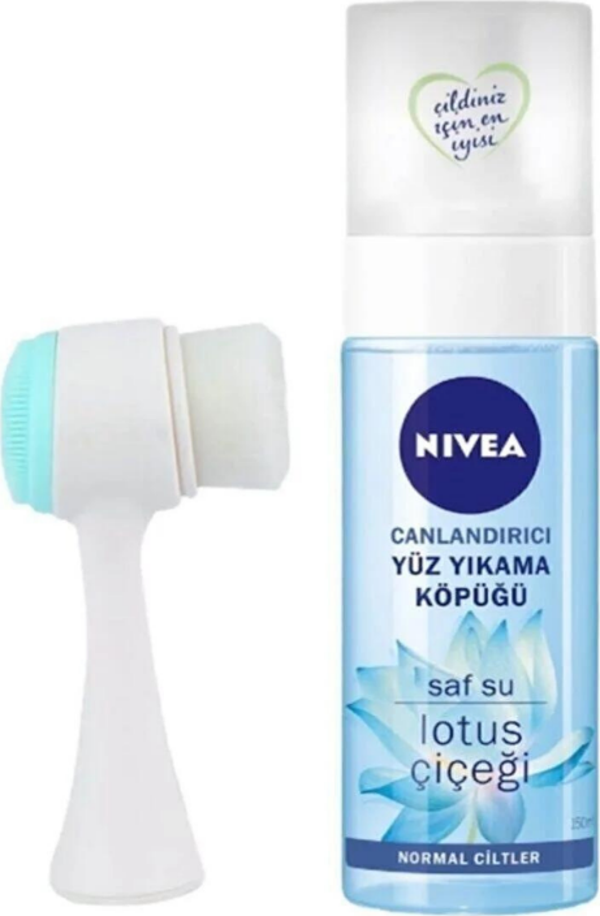 Nivea Yüz Yıkama Köpüğü Normal Ciltler 150 ml Lotus Çiçeği + Yüz Temizleme Fırçası - Image 1