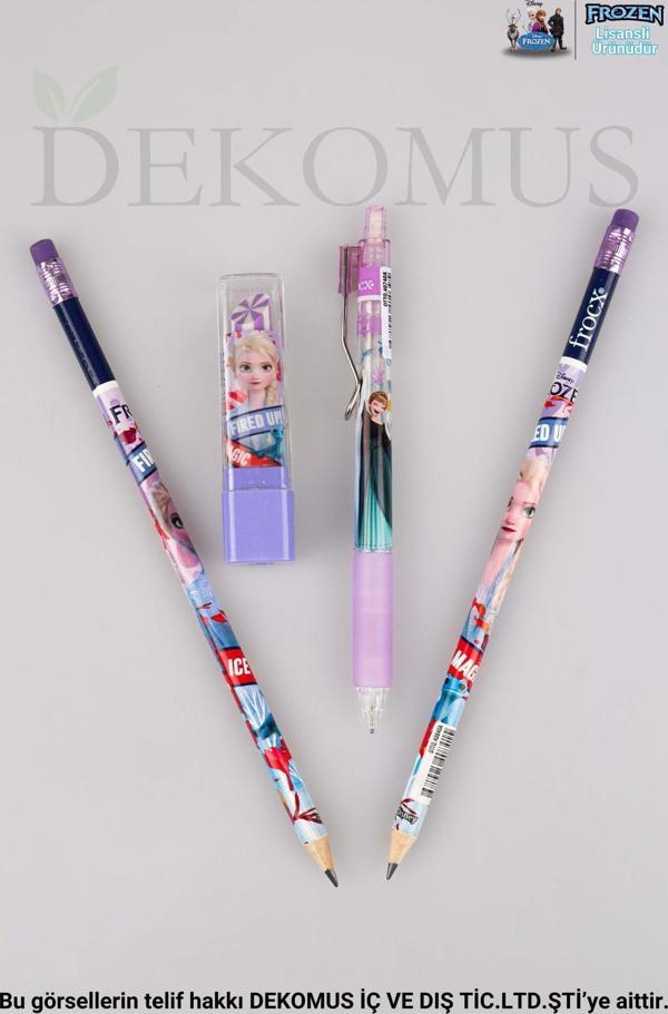 LİSANSLI ELSA FROZEN 2 ADET SİLGİLİ KURŞUN KALEM,VERSATİL UÇLU KALEM VE RUJ SİLGİ SETİ - Image 1