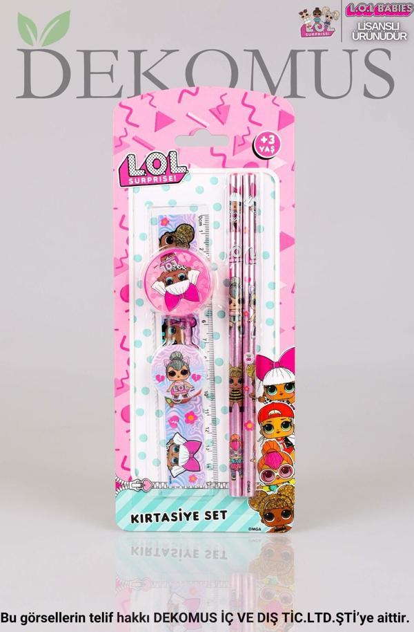 DEKOMUS İLE LİSANSLI LOL SURPRISE 5'Lİ KIRTASİYE SETİ 2 ADET KURŞUN KALEM,CETVEL,SİLGİ VE Kalemtıraş - Image 1