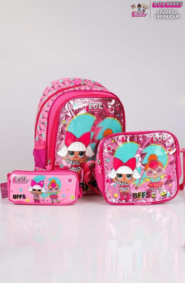 DEKOMUS İLE LİSANSLI LOL SURPRISE BÜYÜK BOY OKUL ÇANTASI,KALEM ÇANTASI VE BESLENME ÇANTASI SETİ  - Image 1