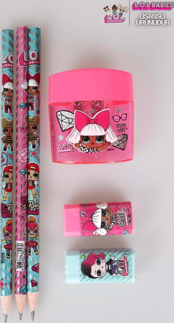 LİSANSLI L.O.L. SURPRISE 3 ADET KURŞUN KALEM,Kalemtıraş VE 2 ADET SİLGİ SETİ - Image 1