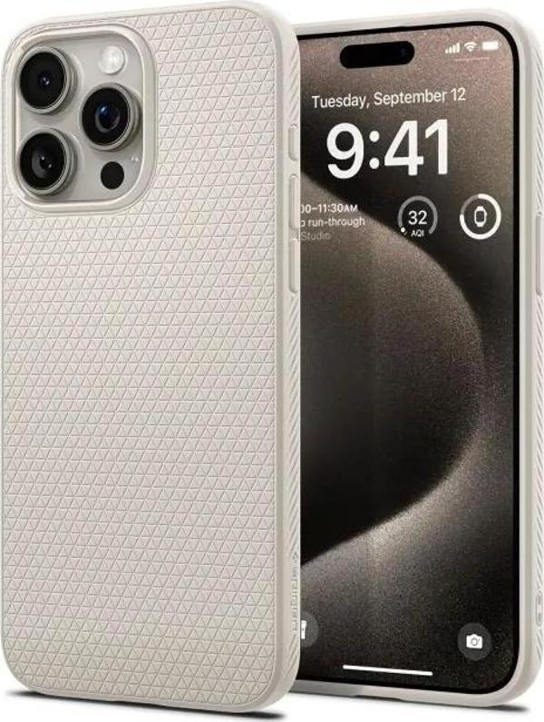 Spigen iPhone 15 Pro Liquid Air Armor  Kılıf(2023) Natural Titanium - Image 1