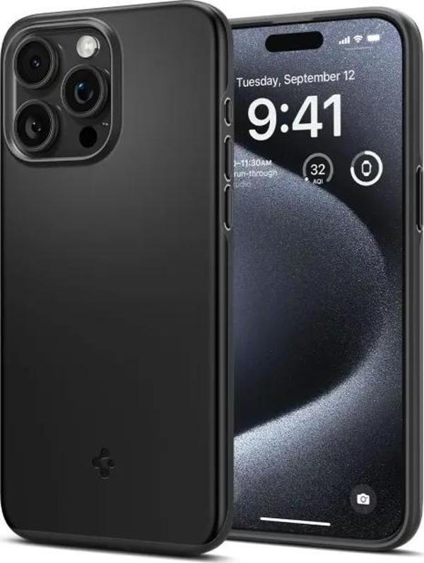 Spigen iPhone 15 Pro Thin Fit Kılıf (2023) Black - Image 1
