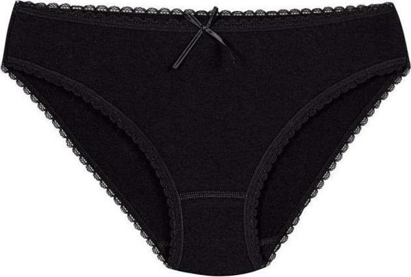 6 Adet Yıldız Bayan Modal Dantelli Bikini Külot Siyah 3901 - Image 1