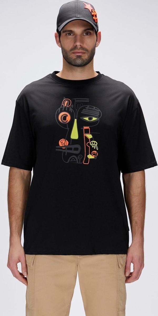 Bad Bear Collis Siyah Erkek Baskılı Tişört - Image 1