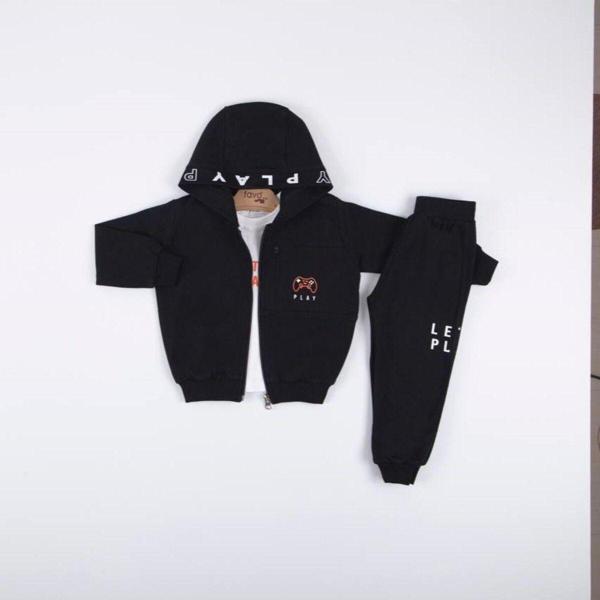 Favo Kids Let'S Play Baskılı Eşofman Takımı Siyah 4 Yaş - Image 1