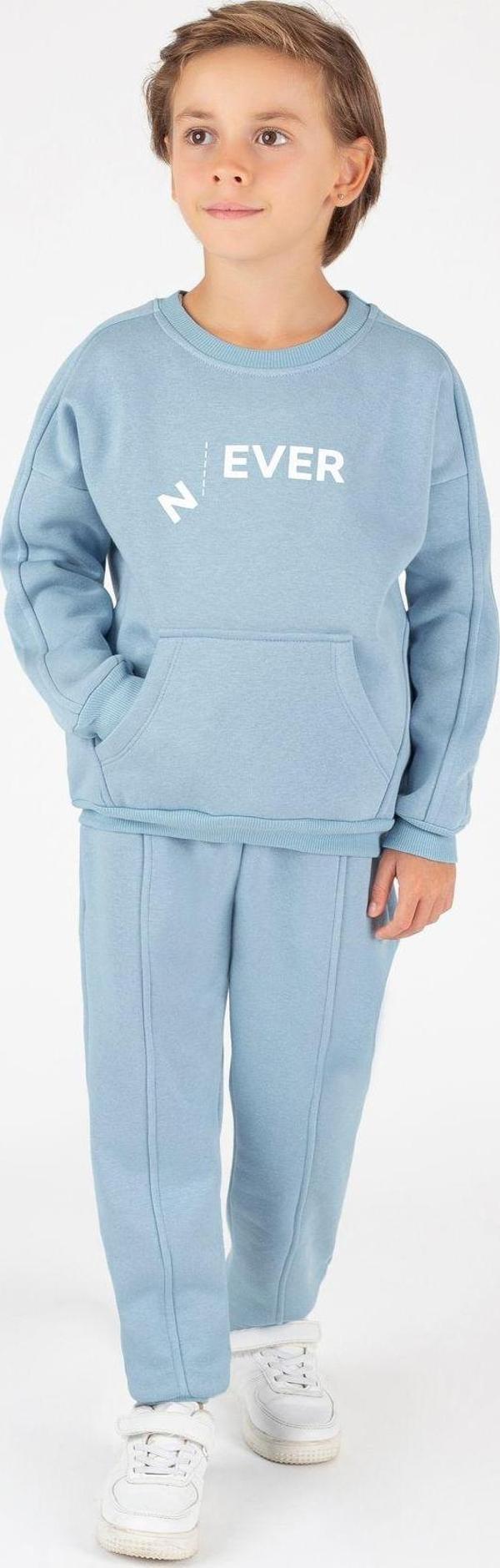 Favo Kids Erkek Çocuk Sweatshirt Jogger Takım Baskılı Pamuklu Şardonlu 3 İp Fv-16001 Mavi 6 Yaş - Image 1