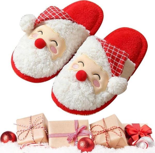 Ellaboni Noel Baba Figürlü Pofuduk Ev Terliği Yılbaşı Özel Tasarım Kaydırmaz Sessiz Taban Ev Terliği - Image 1