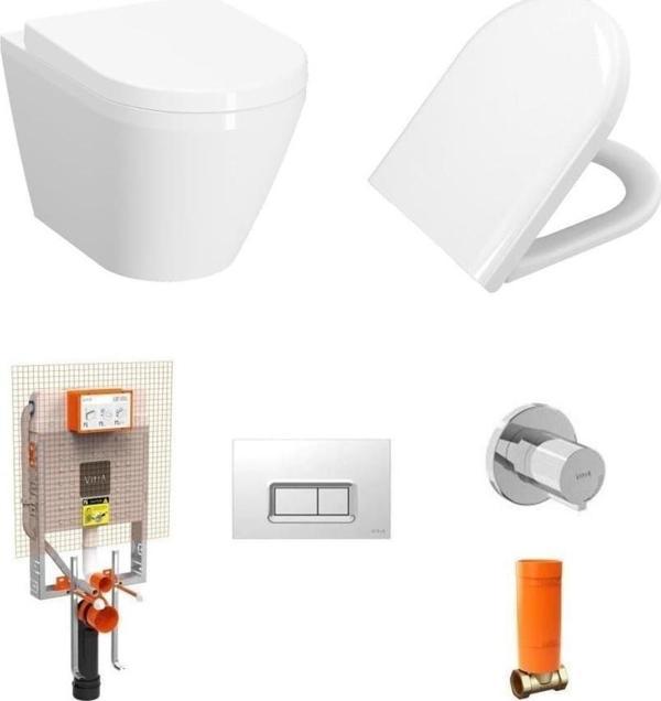 VitrA İntegra Asma Klozet (Yanları Kapalı) + VitrA Yavaş Kapanır Kapak + VitrA Gömme Rezervuar Set - Image 1