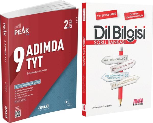 Ünlü Yayıncılık TYT 9 Adımda Soru Bankası 2. Kitap ve AKM Dil Bilgisi Soru Bankası Seti 2 Kitap - Ünlü Yayınları - Image 1