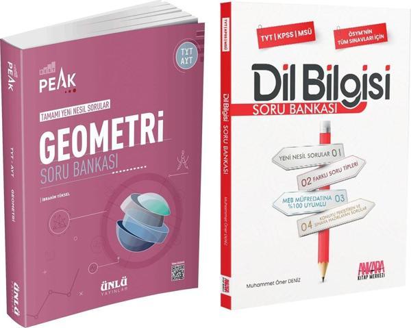 Ünlü Yayıncılık TYT AYT Geometri Best Peak ve AKM Dil Bilgisi Soru Bankası Seti 2 Kitap - Ünlü Yayınları - Image 1