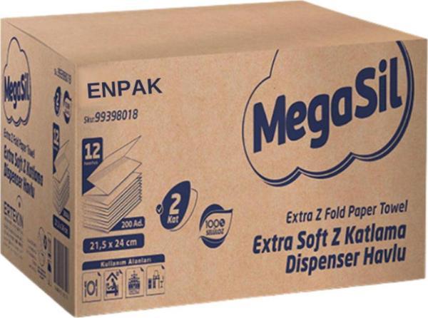 Megasil Exstra Soft 2 Katlı Z Katlama Dispenser Havlu Kağıt Peçete 200 Yaprak - Image 1