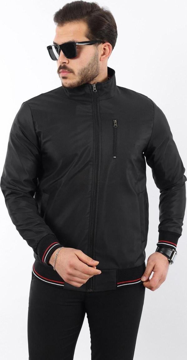 İxir Mevsimlik Erkek Mont & Ceket Klasik Fermuarlı Siyah - Image 1