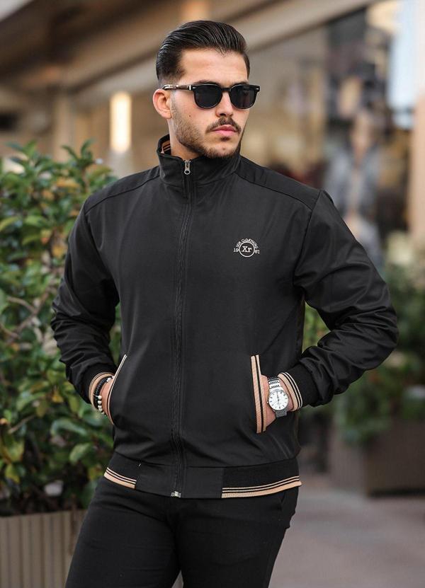 İxir Mevsimlik Erkek Mont & Ceket Nakış Armalı Siyah - Image 1