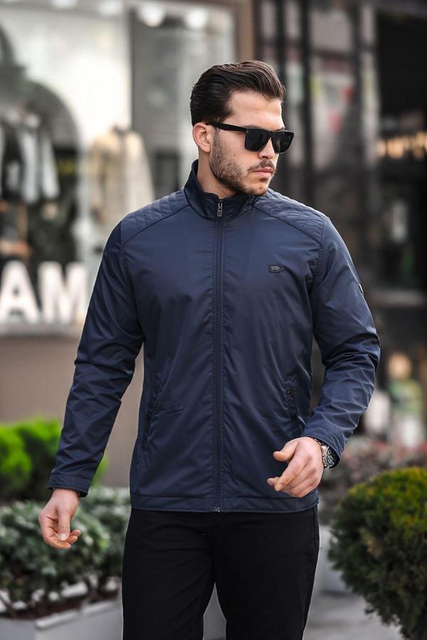 İxir Omuz Detaylı Mevsimlik Erkek Mont Lacivert - Image 1