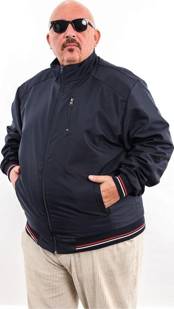 İxir Büyük Beden Klasik Fermuar Mevsimlik Erkek Mont & Ceket Lacivert - Image 1