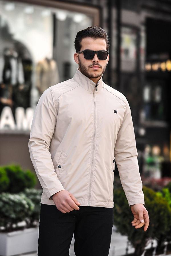 İxir Omuz Detaylı Mevsimlik Erkek Mont Krem - Image 1