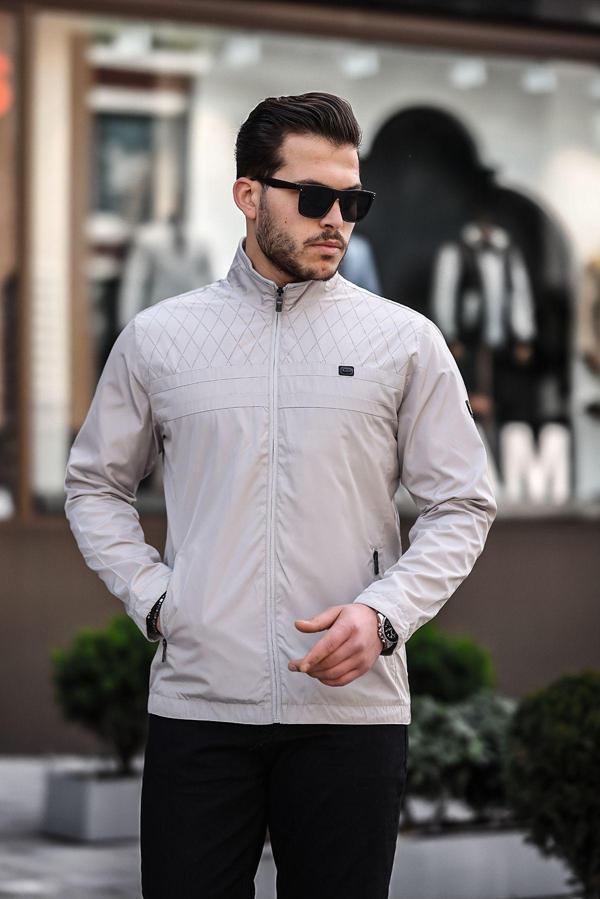 İxir Lazer Kesimli Mevsimlik Erkek Mont Krem - Image 1