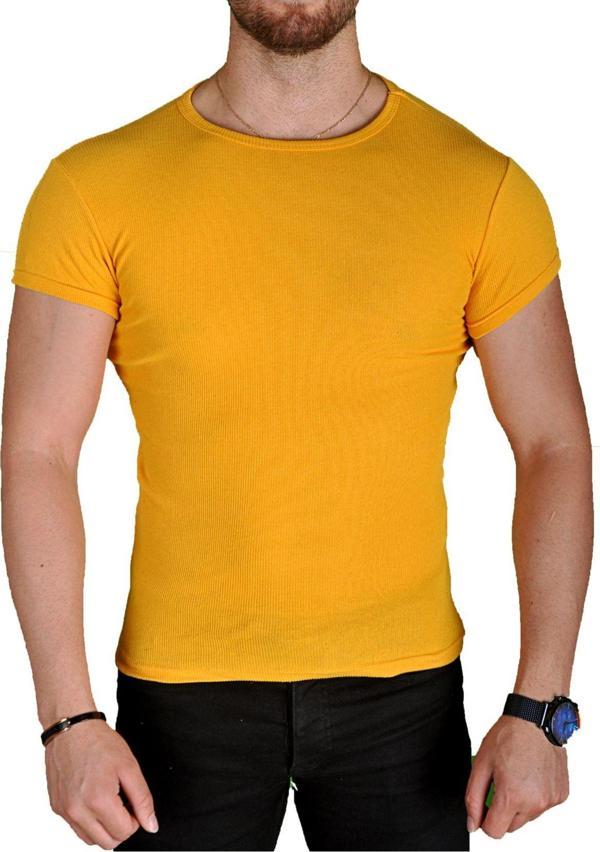 İxir Likralı Erkek Tişört Sarı - Image 1