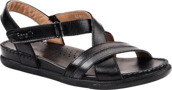 Forelli 22301-G İlya Siyah Kadın Comfort Deri Sandalet - Image 1
