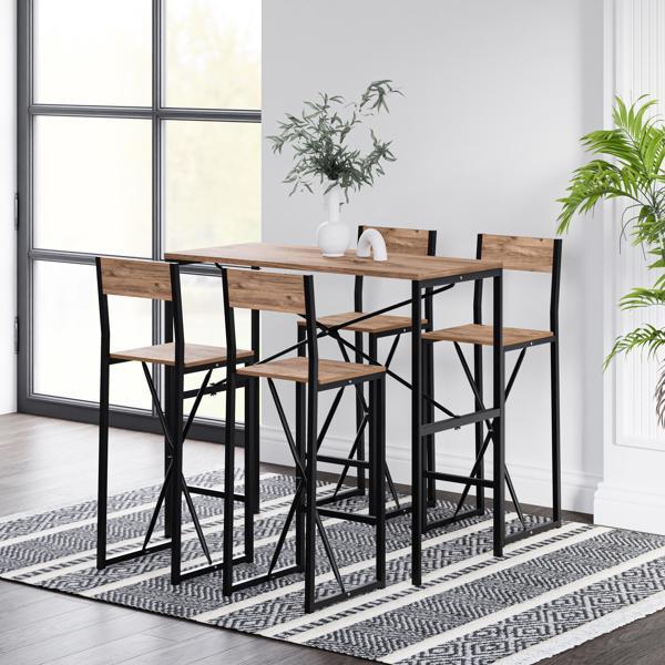 Eportatif 4 Kişilik Gzl Bar Masa Bar Sandalye Yemek Masa Sandalye Takımı Çam 1583 - Image 1
