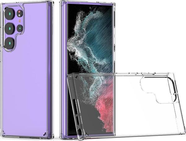 Yuem Galaxy S23 Ultra Kılıf Arkası Sert Şeffaf Kenarları Silikon Darbeye Dayanıklı Kapak- Coss - Renksiz - Image 1